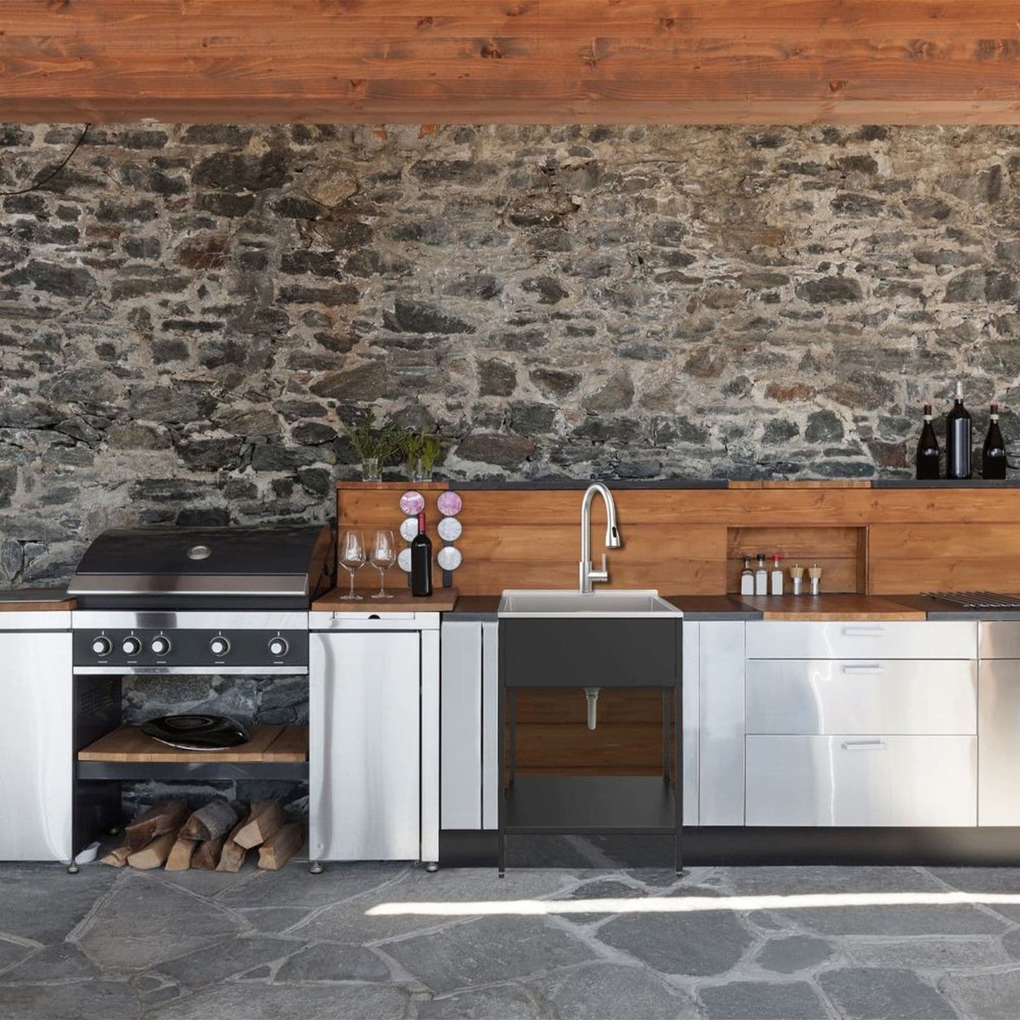 Évier et support de lavage en acier inoxydable Transolid EWS-2422S, 61 cm L x 56 cm P x 89 cm H