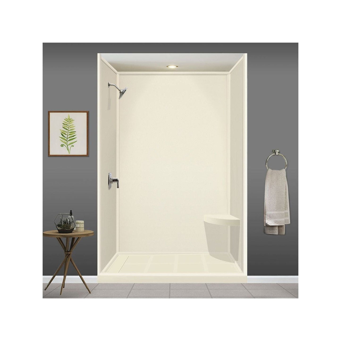 Siège de douche d'angle mural en surface solide Transolid Studio 14 po x 14 po - 14,5 po x 14,25 po x 3 po