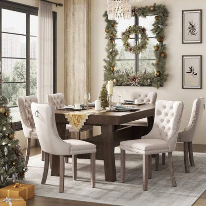 Ensemble de 6 chaises de salle à manger capitonnées en velours avec pieds en bois massif