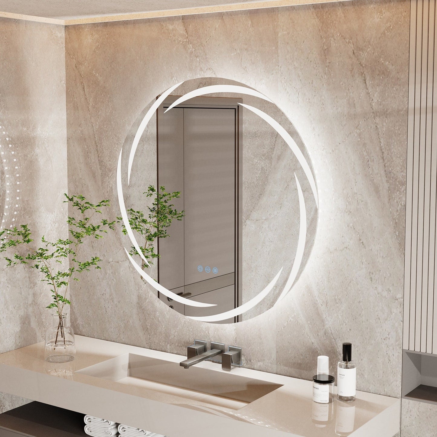 Miroir de salle de bain unique, grand format, rétroéclairé par LED, sans scintillement