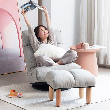 Ensemble fauteuil inclinable rembourré sans accoudoirs avec repose-pieds et appui-tête réglable