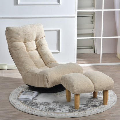 Ensemble fauteuil inclinable rembourré sans accoudoirs avec repose-pieds et appui-tête réglable
