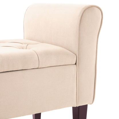 Banc de rangement rembourré avec accoudoirs, banc d'entrée avec couvercle capitonné rabattable, 128 cm (50,4 pouces).