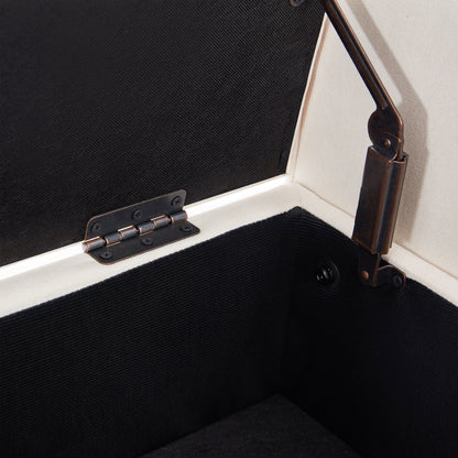 Banc de rangement rembourré avec accoudoirs, banc d'entrée avec couvercle capitonné rabattable, 128 cm (50,4 pouces).