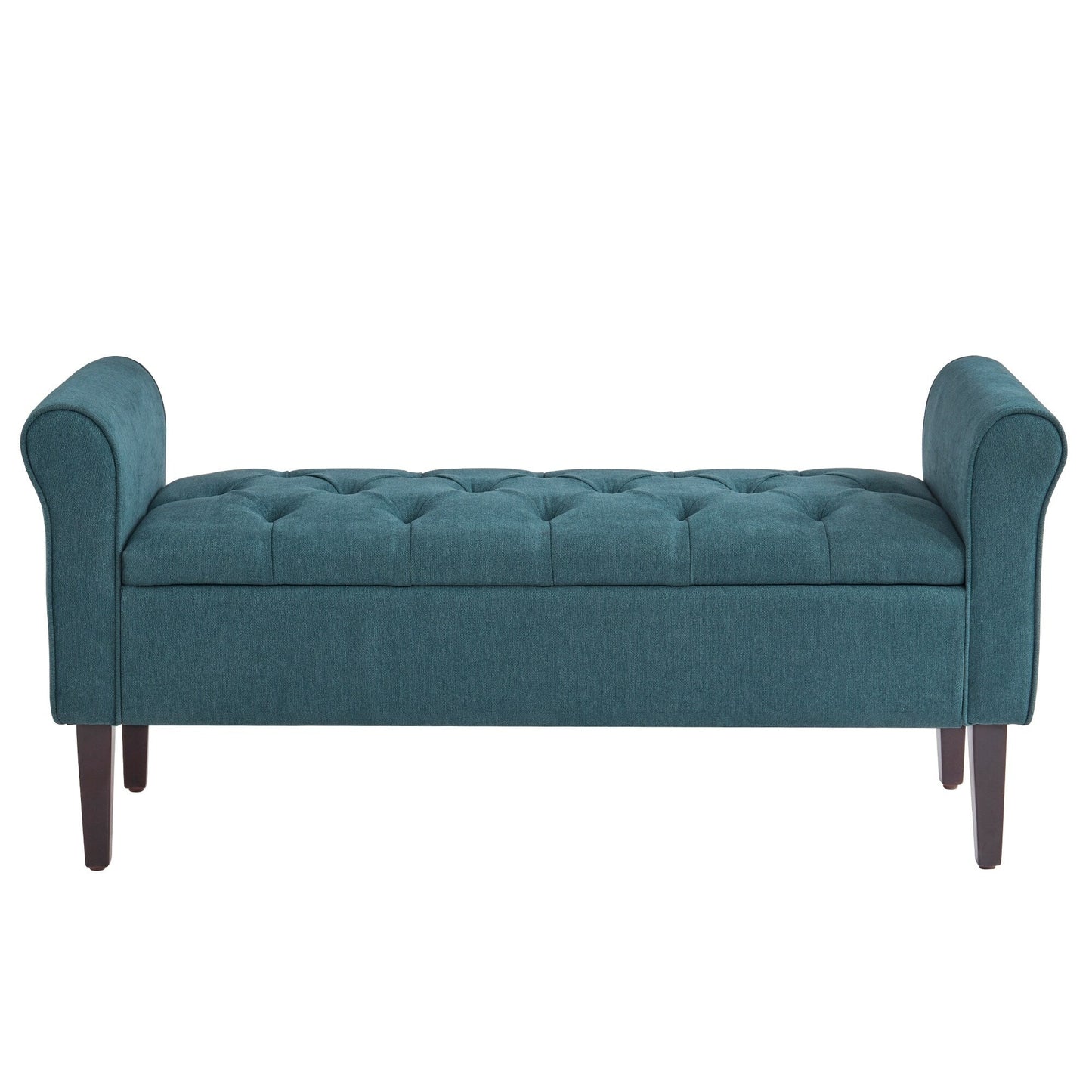 Banc de rangement rembourré avec accoudoirs, banc d'entrée avec couvercle capitonné rabattable, 128 cm (50,4 pouces).