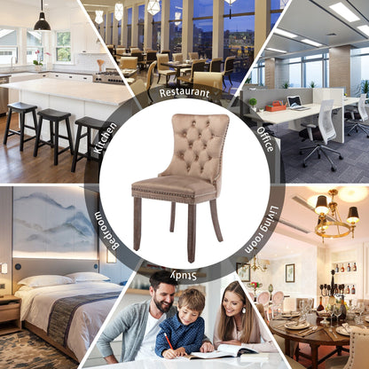 Ensemble de 6 chaises de salle à manger capitonnées en velours avec pieds en bois massif