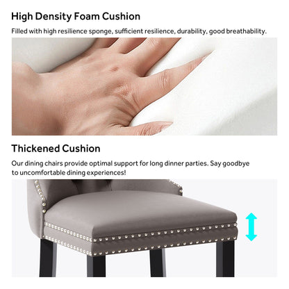 Ensemble de 6 chaises de salle à manger capitonnées en velours avec pieds en bois massif