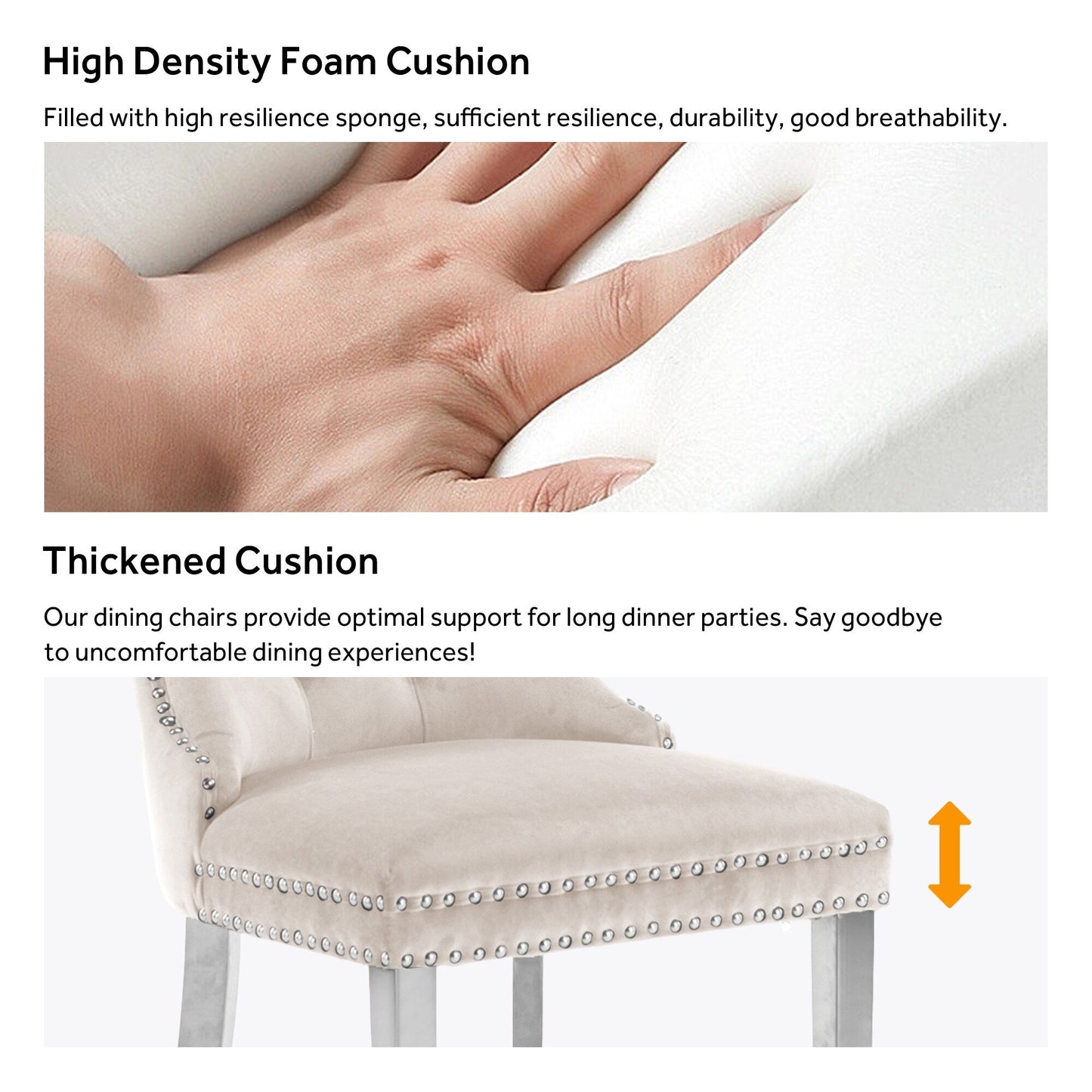 Ensemble de 6 chaises de salle à manger capitonnées en velours avec pieds en bois massif