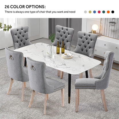 Ensemble de 6 chaises de salle à manger capitonnées en velours avec pieds en bois massif