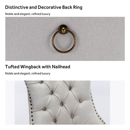 Ensemble de 6 chaises de salle à manger capitonnées en velours avec pieds en bois massif