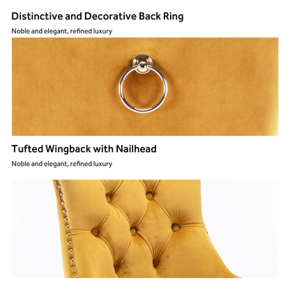 Ensemble de 6 chaises de salle à manger capitonnées en velours avec pieds en bois massif