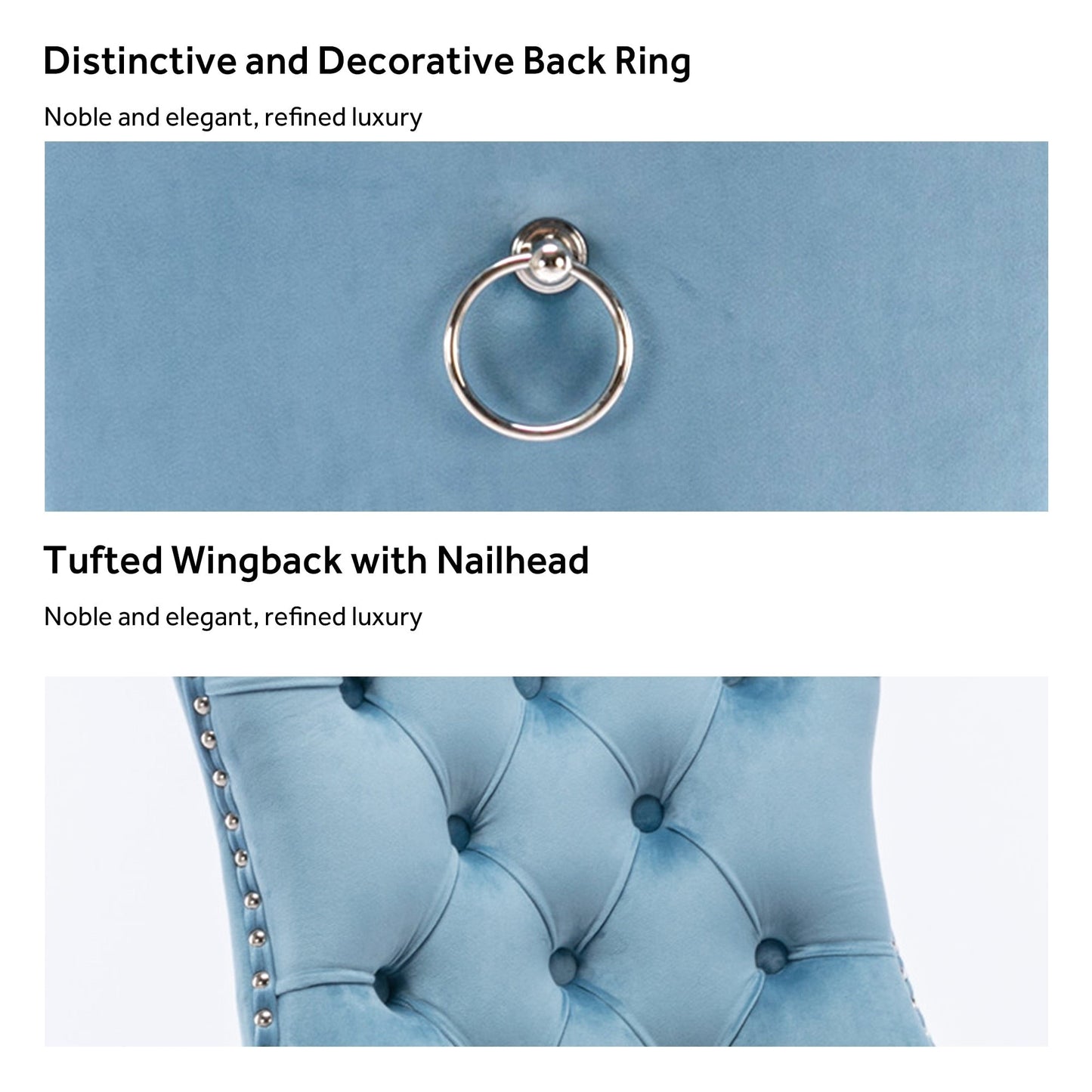 Ensemble de 6 chaises de salle à manger capitonnées en velours avec pieds en bois massif