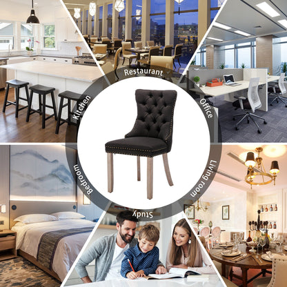 Ensemble de 6 chaises de salle à manger capitonnées en velours avec pieds en bois massif