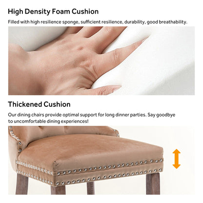 Ensemble de 6 chaises de salle à manger capitonnées en velours avec pieds en bois massif