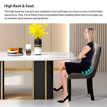 Ensemble de 6 chaises de salle à manger capitonnées en velours avec pieds en bois massif