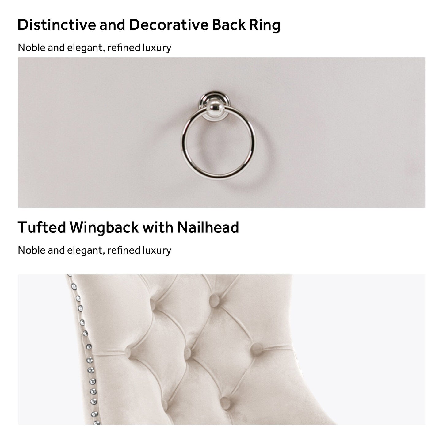 Ensemble de 6 chaises de salle à manger capitonnées en velours avec pieds en bois massif