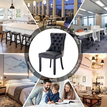 Ensemble de 6 chaises de salle à manger capitonnées en velours avec pieds en bois massif