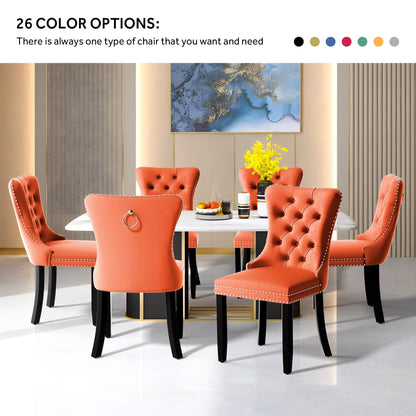 Ensemble de 6 chaises de salle à manger capitonnées en velours avec pieds en bois massif