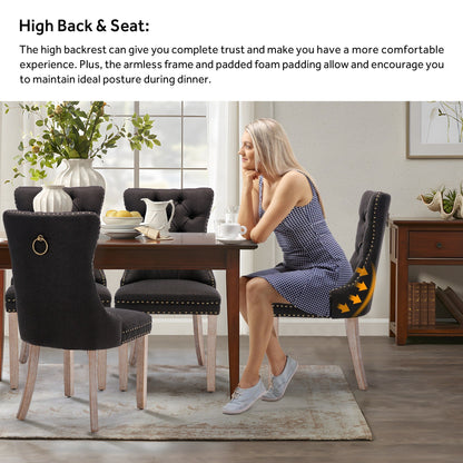 Ensemble de 6 chaises de salle à manger capitonnées en velours avec pieds en bois massif