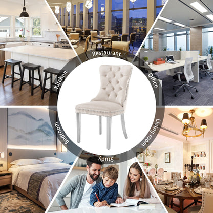 Ensemble de 6 chaises de salle à manger capitonnées en velours avec pieds en bois massif