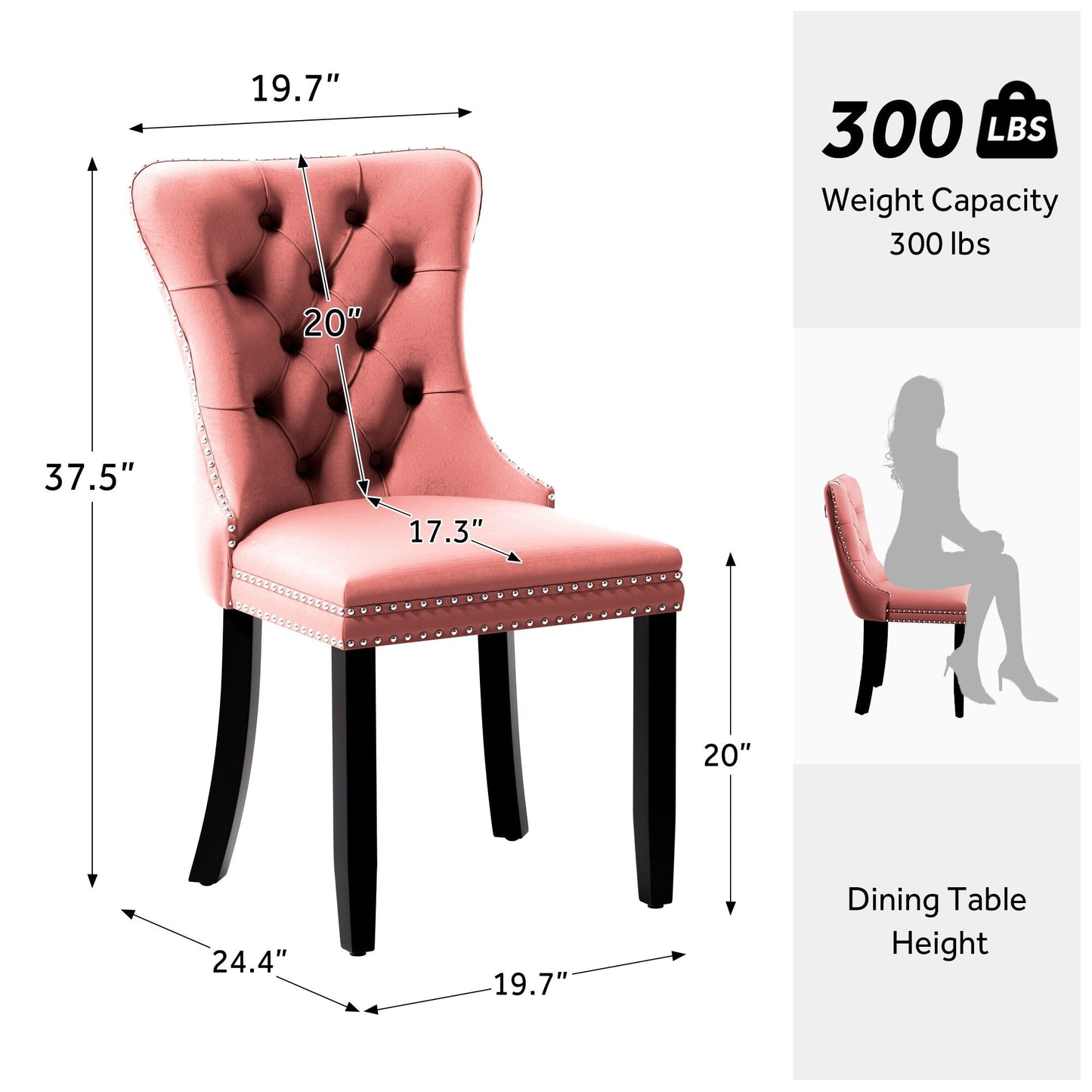 Ensemble de 6 chaises de salle à manger capitonnées en velours avec pieds en bois massif