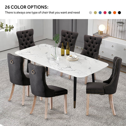 Ensemble de 6 chaises de salle à manger capitonnées en velours avec pieds en bois massif