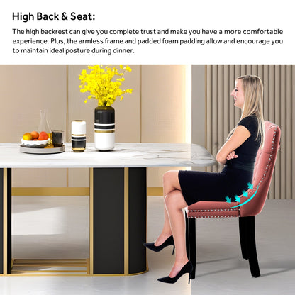 Ensemble de 6 chaises de salle à manger capitonnées en velours avec pieds en bois massif