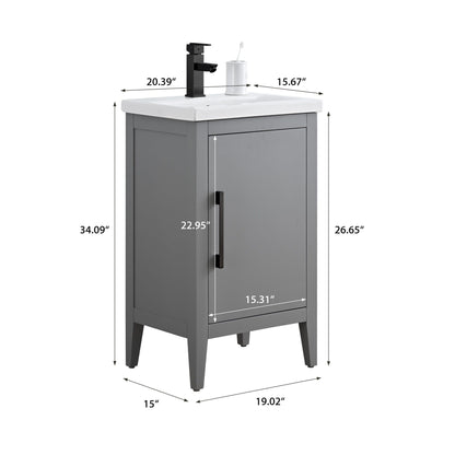 Meuble-lavabo simple vasque Vanity Art 20, 24 ou 30 pouces avec plan de travail en céramique