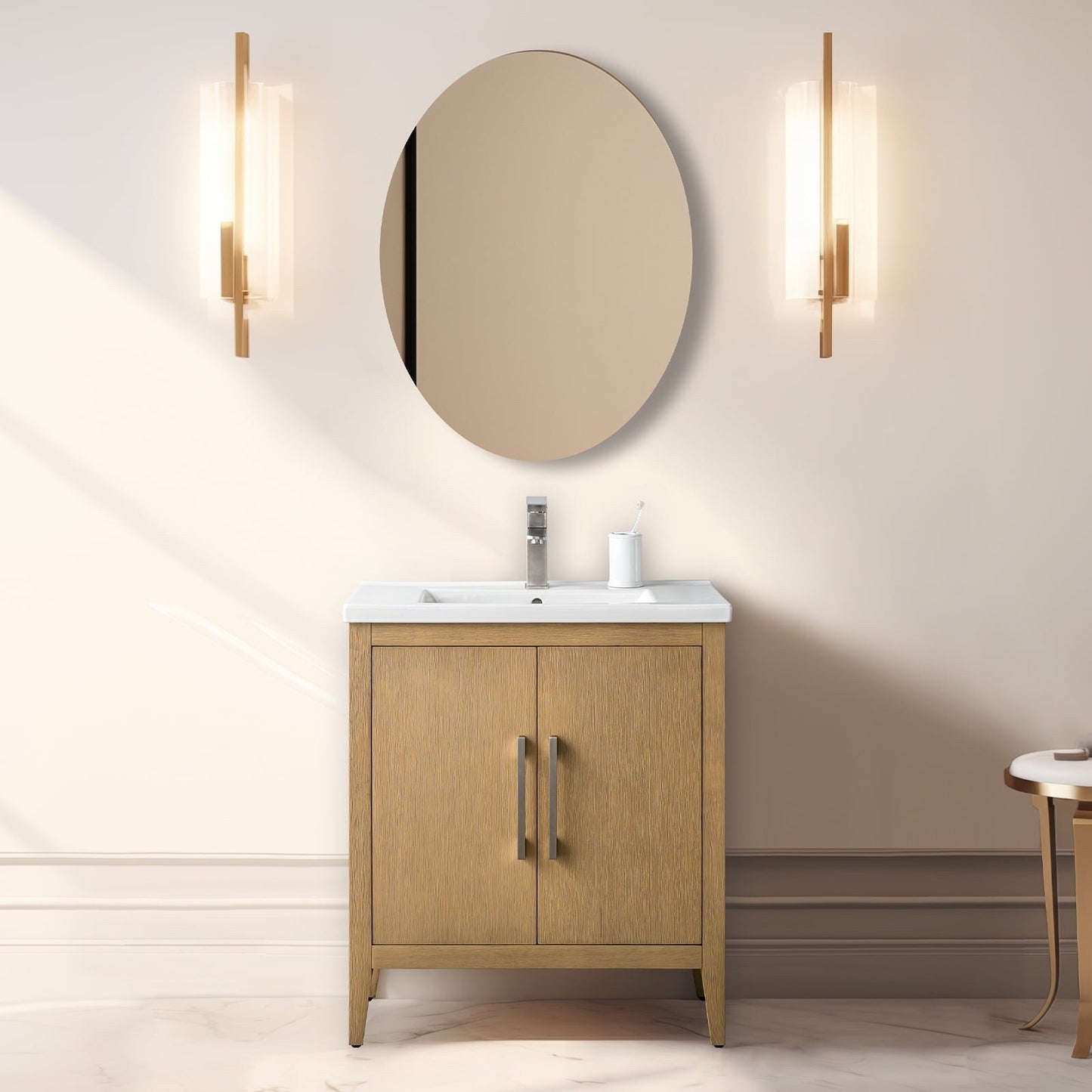 Meuble-lavabo simple vasque Vanity Art 20, 24 ou 30 pouces avec plan de travail en céramique