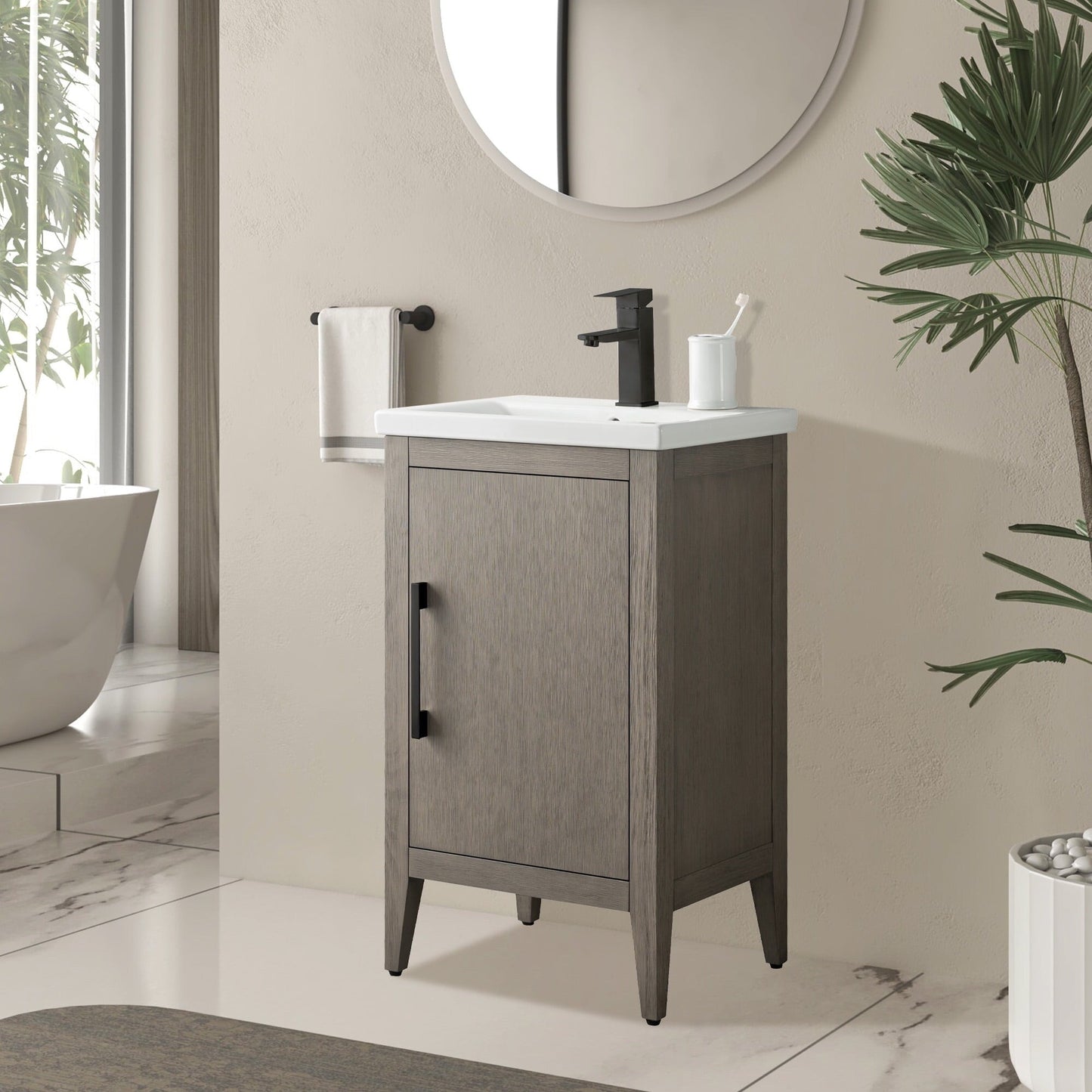 Meuble-lavabo simple vasque Vanity Art 20, 24 ou 30 pouces avec plan de travail en céramique