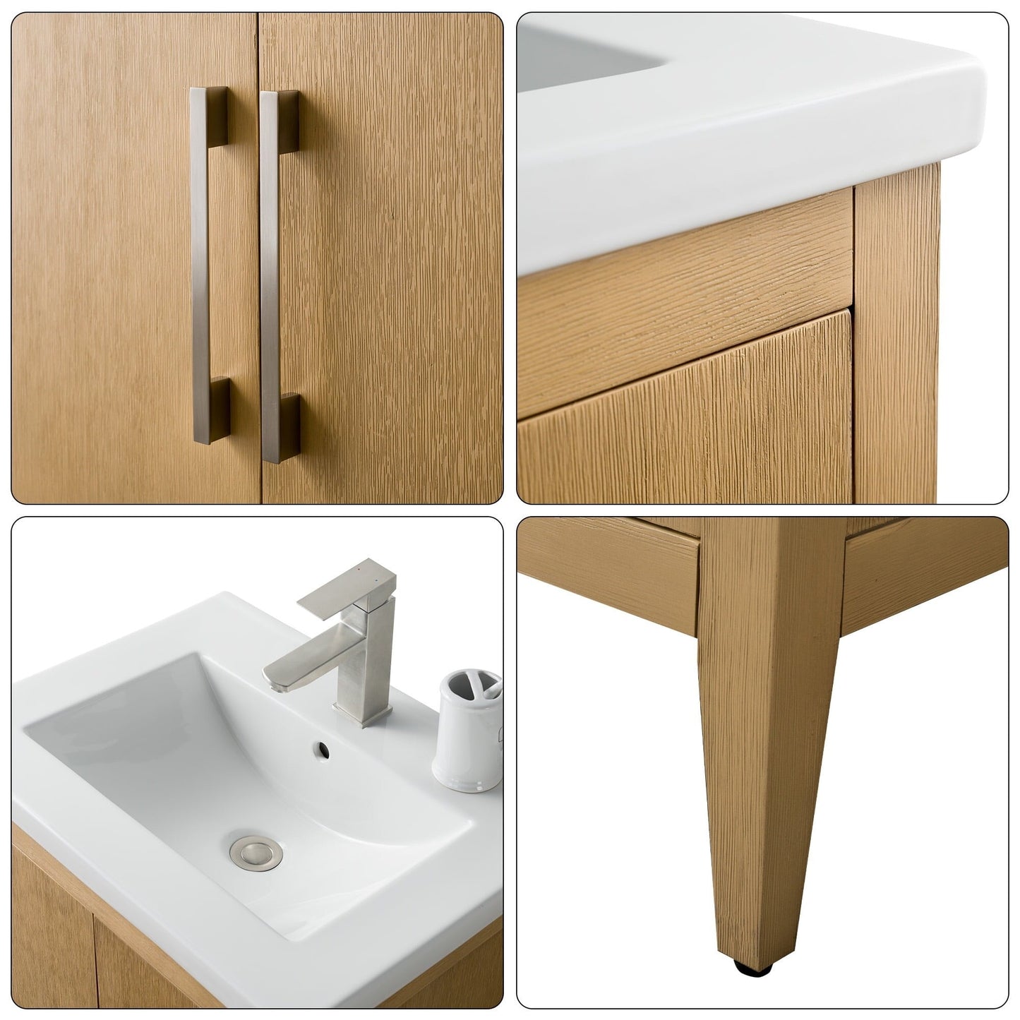 Meuble-lavabo simple vasque Vanity Art 20, 24 ou 30 pouces avec plan de travail en céramique