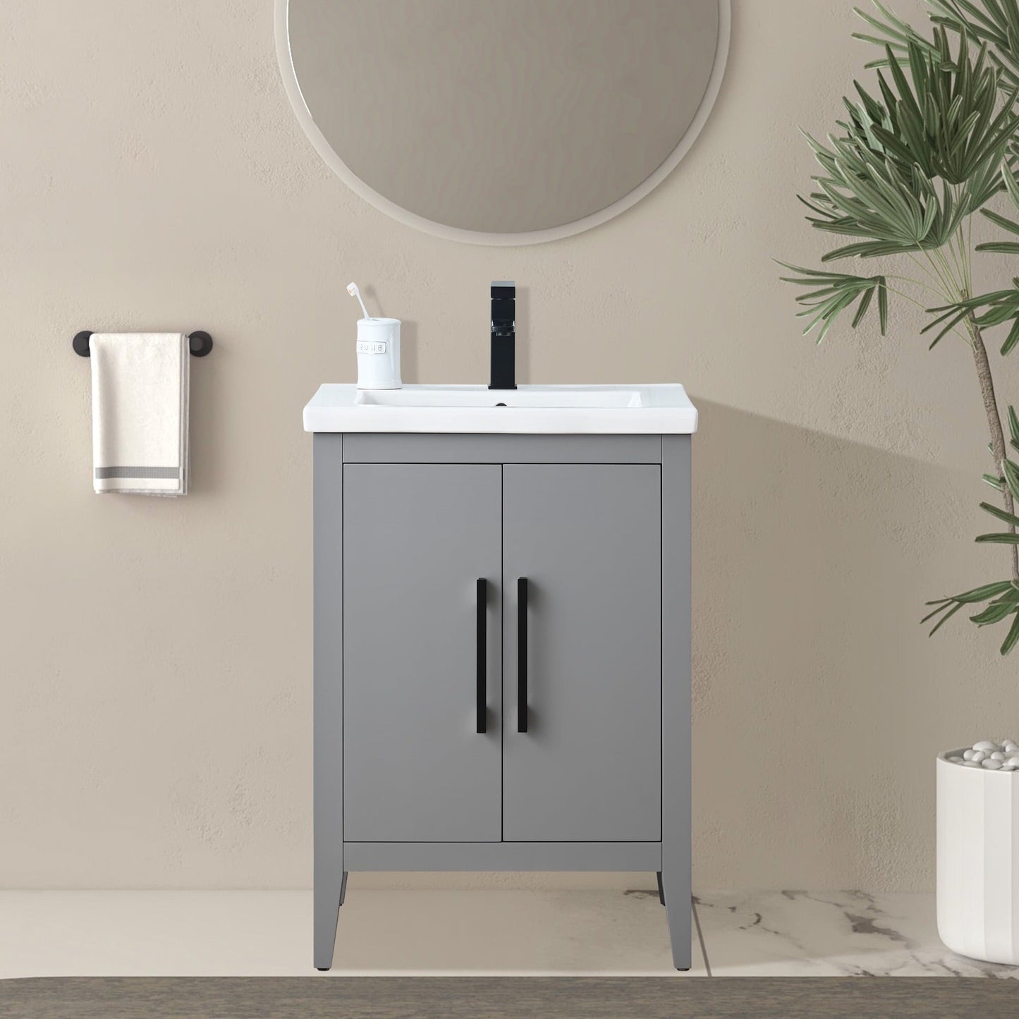 Meuble-lavabo simple vasque Vanity Art 20, 24 ou 30 pouces avec plan de travail en céramique