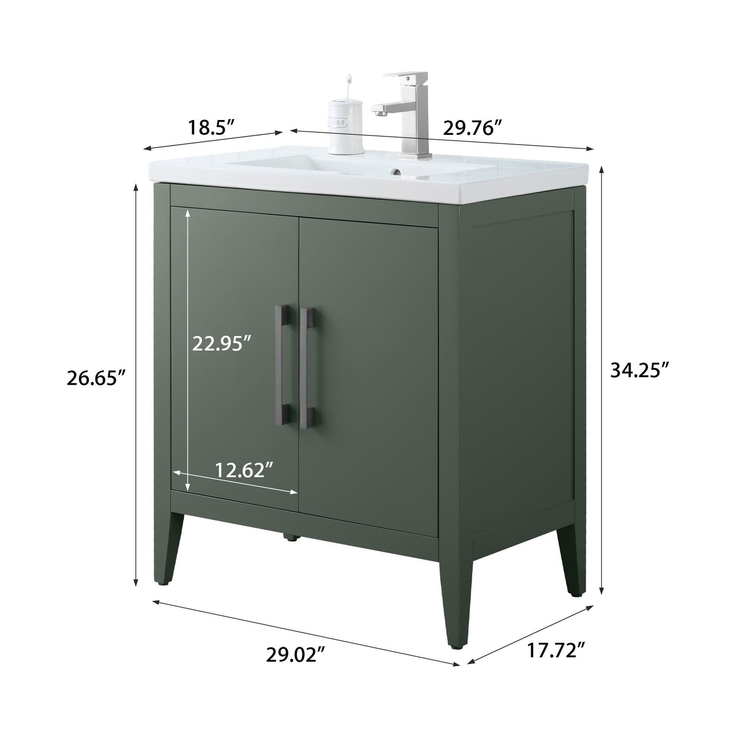 Meuble-lavabo simple vasque Vanity Art 20, 24 ou 30 pouces avec plan de travail en céramique