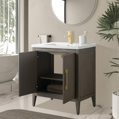 Meuble-lavabo simple vasque Vanity Art 20, 24 ou 30 pouces avec plan de travail en céramique