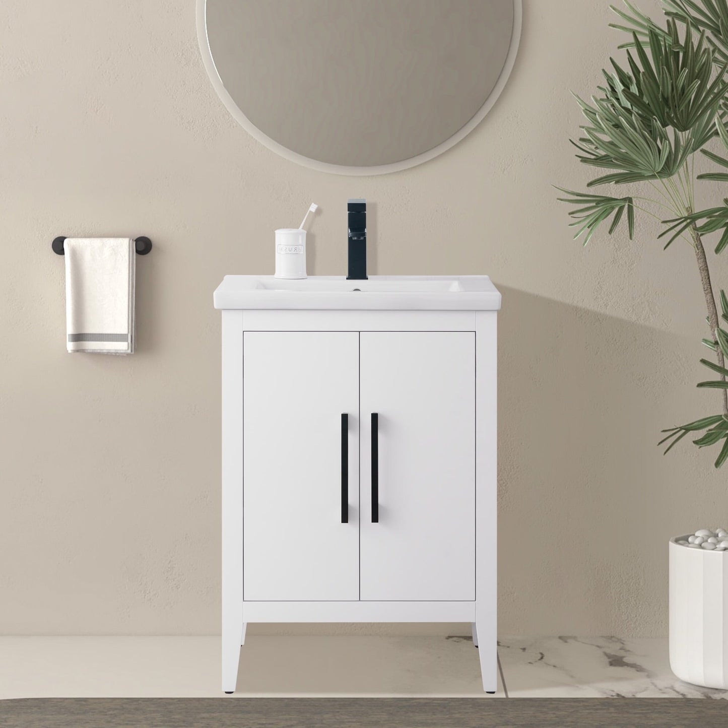 Meuble-lavabo simple vasque Vanity Art 20, 24 ou 30 pouces avec plan de travail en céramique