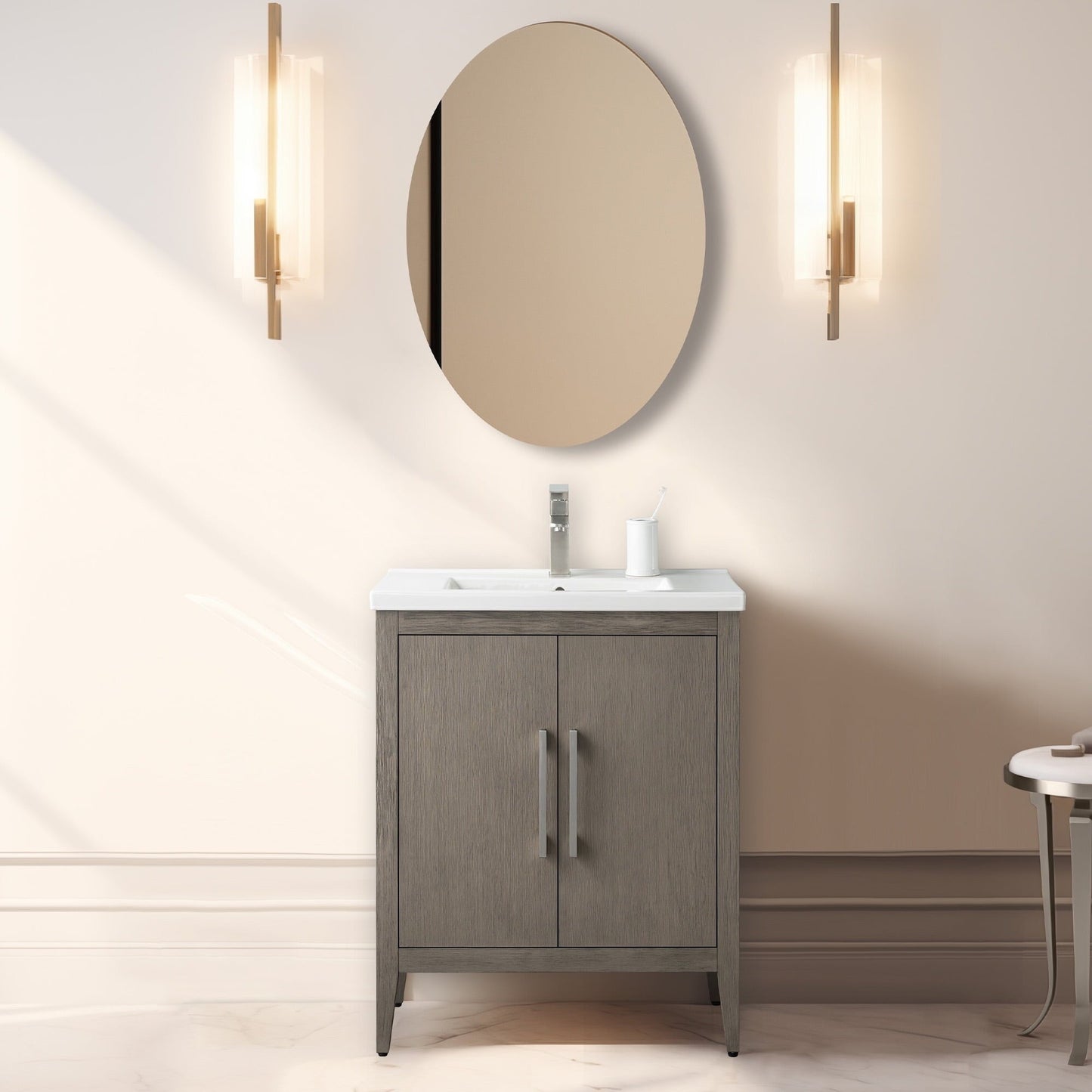 Meuble-lavabo simple vasque Vanity Art 20, 24 ou 30 pouces avec plan de travail en céramique