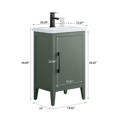Meuble-lavabo simple vasque Vanity Art 20, 24 ou 30 pouces avec plan de travail en céramique