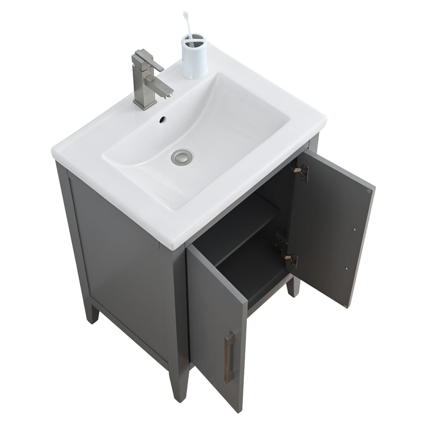 Meuble-lavabo simple vasque Vanity Art 20, 24 ou 30 pouces avec plan de travail en céramique