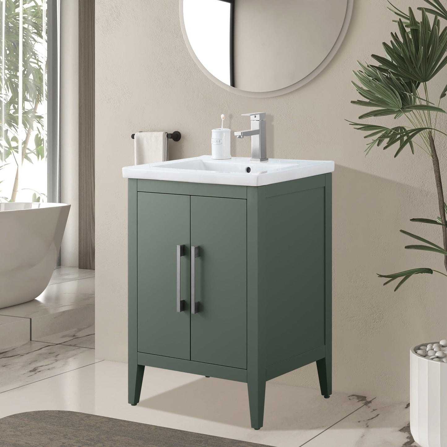 Meuble-lavabo simple vasque Vanity Art 20, 24 ou 30 pouces avec plan de travail en céramique