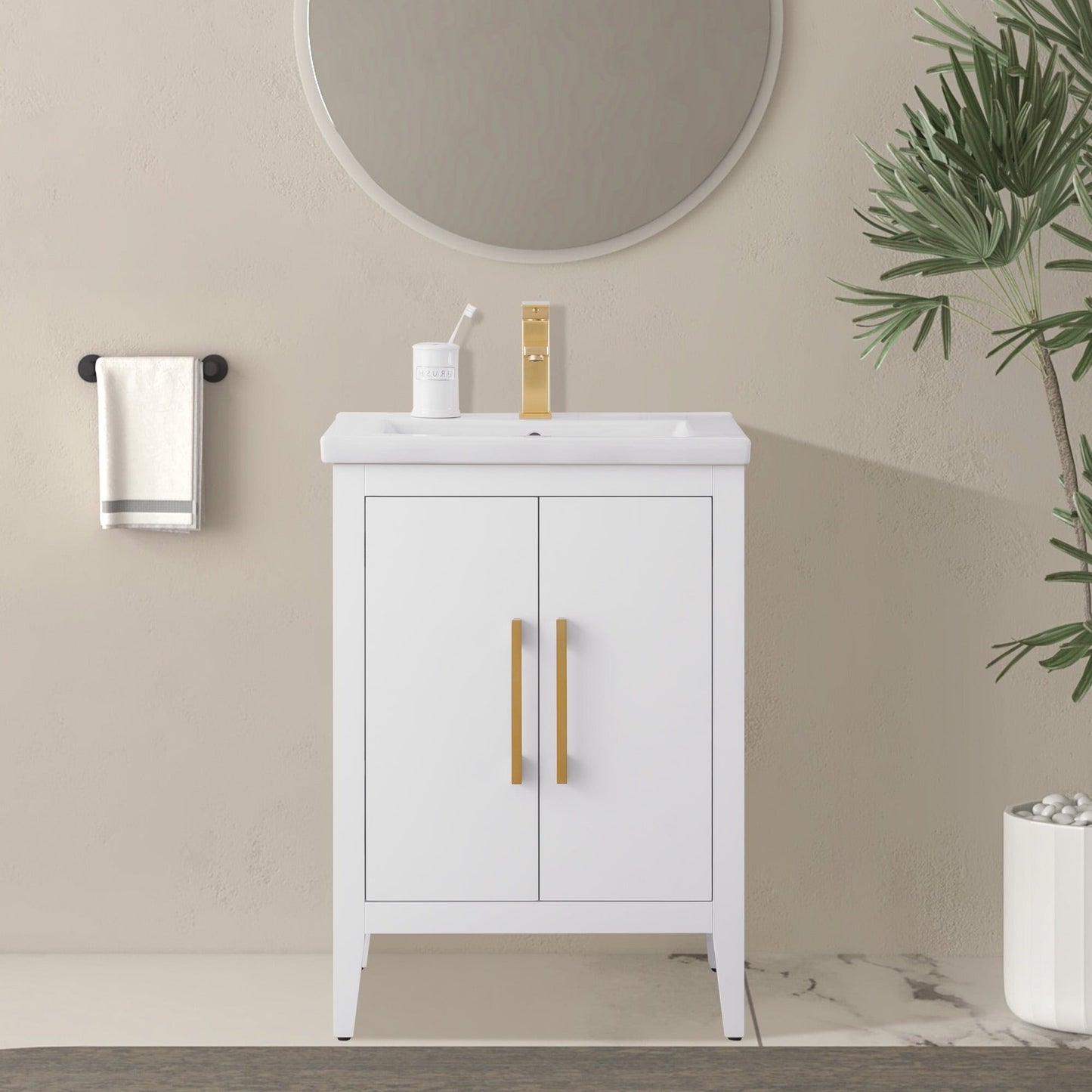 Meuble-lavabo simple vasque Vanity Art 20, 24 ou 30 pouces avec plan de travail en céramique