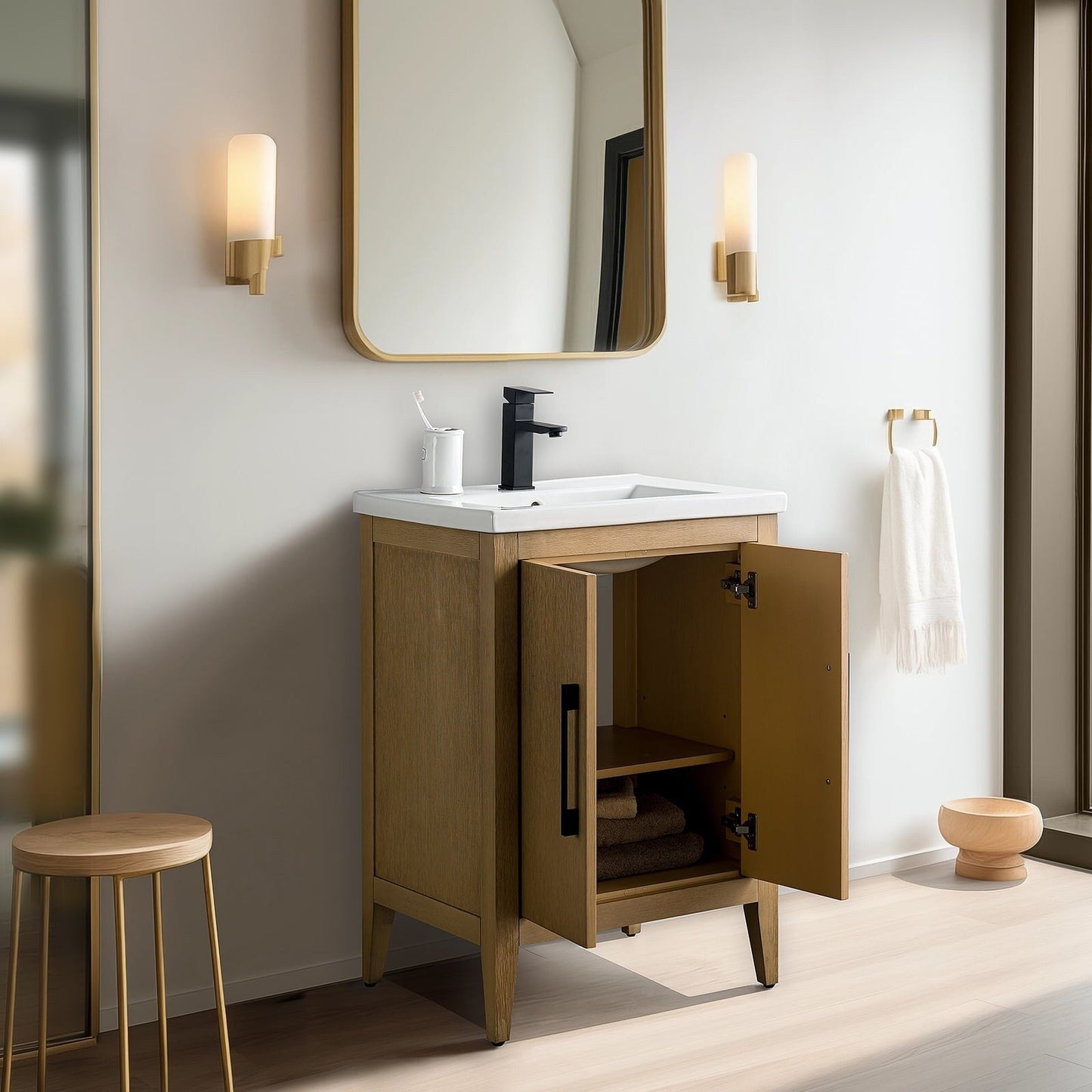 Meuble-lavabo simple vasque Vanity Art 20, 24 ou 30 pouces avec plan de travail en céramique