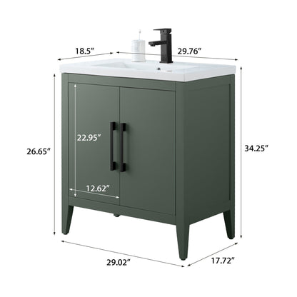 Meuble-lavabo simple vasque Vanity Art 20, 24 ou 30 pouces avec plan de travail en céramique