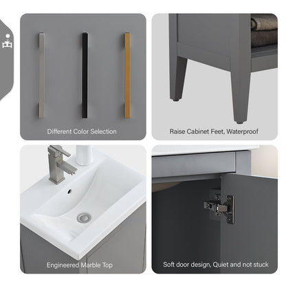 Meuble-lavabo simple vasque Vanity Art 20, 24 ou 30 pouces avec plan de travail en céramique