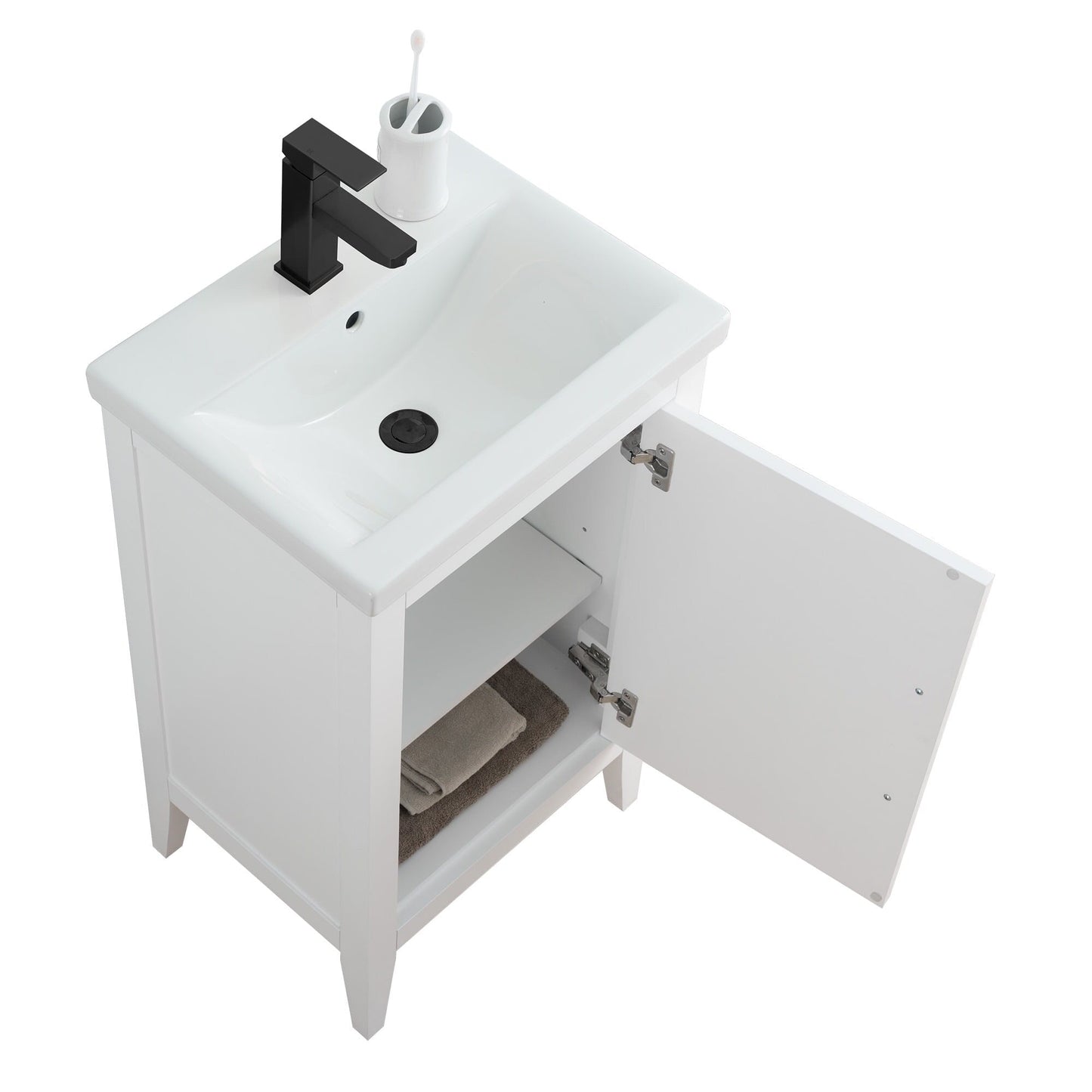 Meuble-lavabo simple vasque Vanity Art 20, 24 ou 30 pouces avec plan de travail en céramique