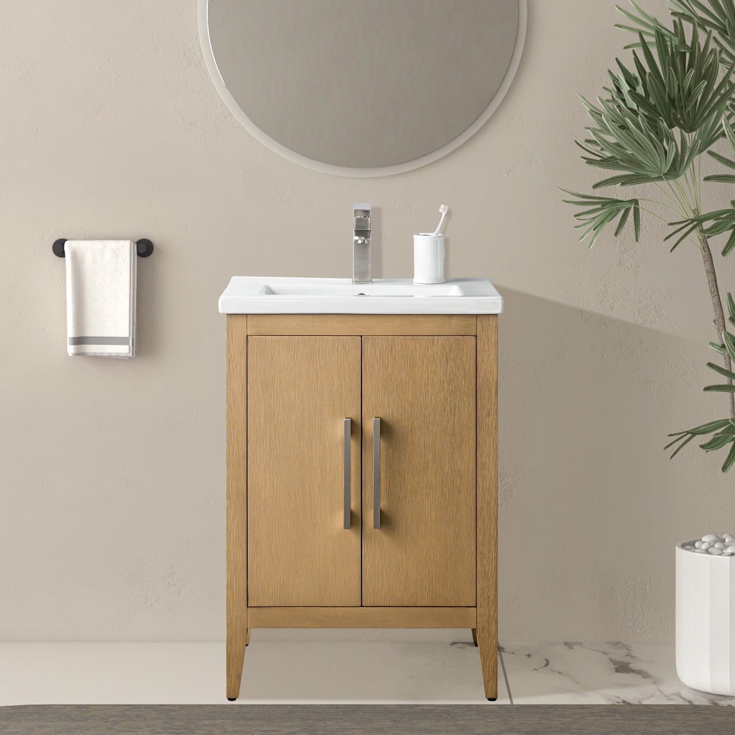 Meuble-lavabo simple vasque Vanity Art 20, 24 ou 30 pouces avec plan de travail en céramique