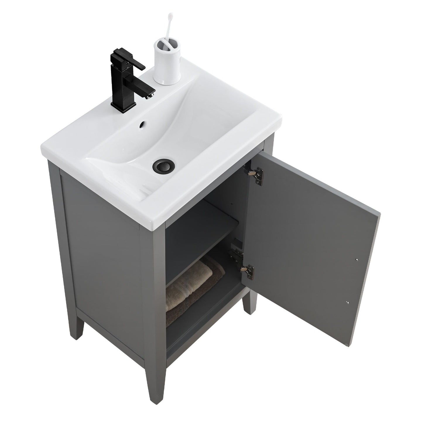 Meuble-lavabo simple vasque Vanity Art 20, 24 ou 30 pouces avec plan de travail en céramique