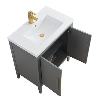 Meuble-lavabo simple vasque Vanity Art 20, 24 ou 30 pouces avec plan de travail en céramique