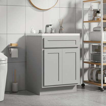 Meuble-lavabo simple vasque en bois massif Vanity Art de 61 cm (24 pouces)