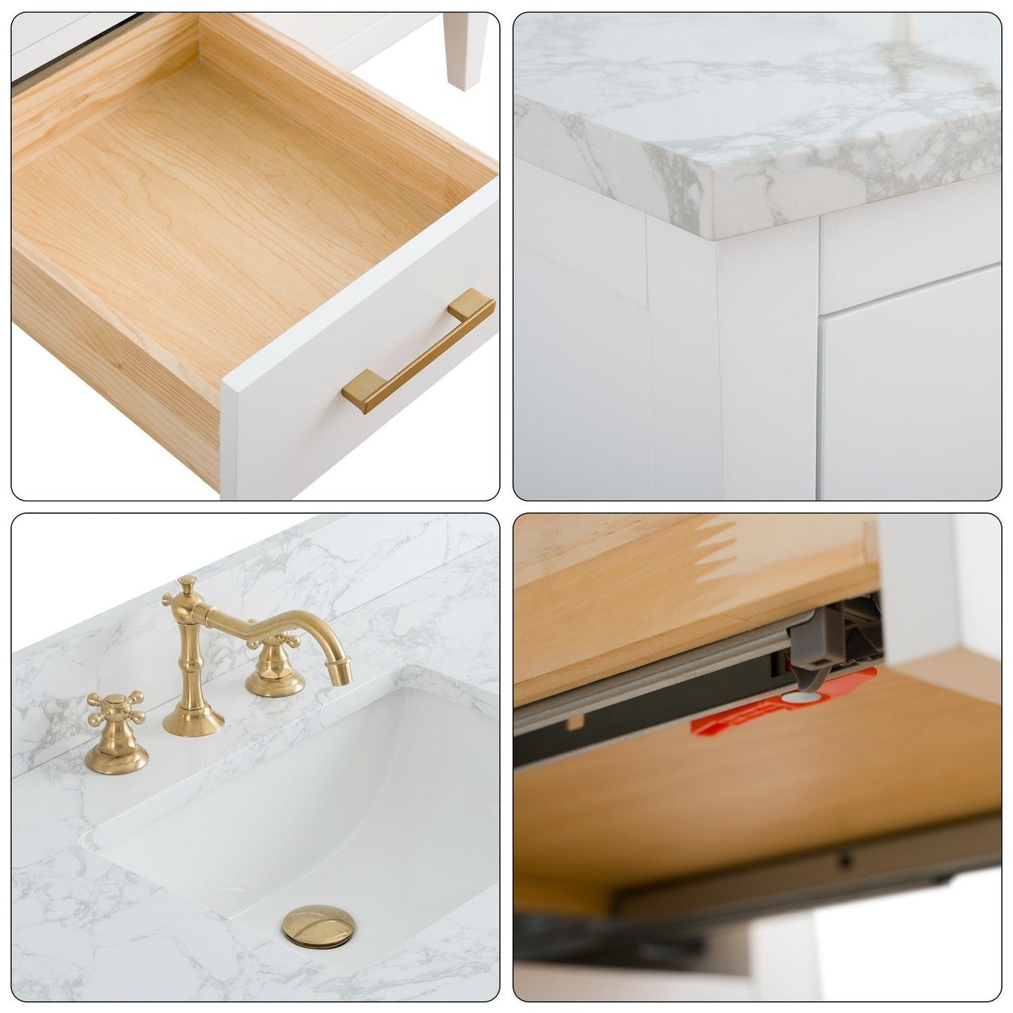 Meuble-lavabo double vasque Vanity Art 72 avec plan de travail en marbre reconstitué