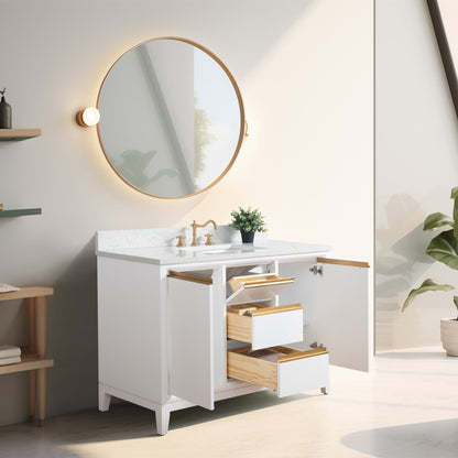 Meuble-lavabo Vanity Art avec vasque en céramique et plan de travail en marbre reconstitué